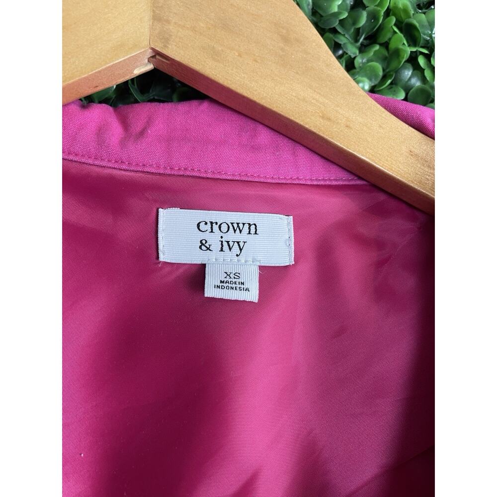 Crown And Ivy Jacket Womens XS Pink Woven Back Zipper Outdoor Cargo Full Zip - Picture 13 of 14